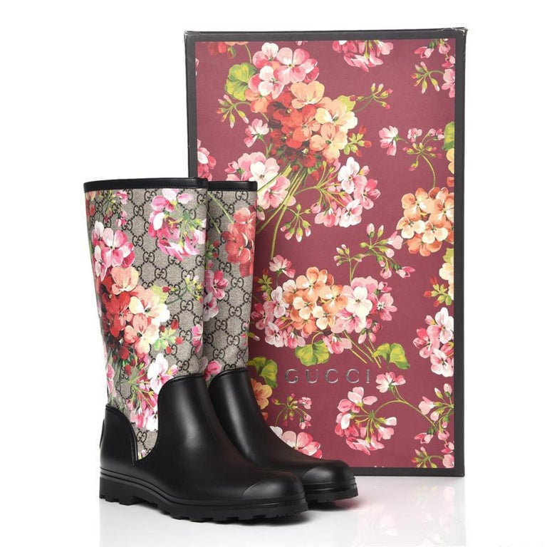 Gucci Black Limited Supreme Prato Gg Blooms Rain Boots/Booties 24684511 For  Sale at 1stDibs