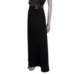 GUCCI black linen 2017 BELTED MAXI Skirt 40 S