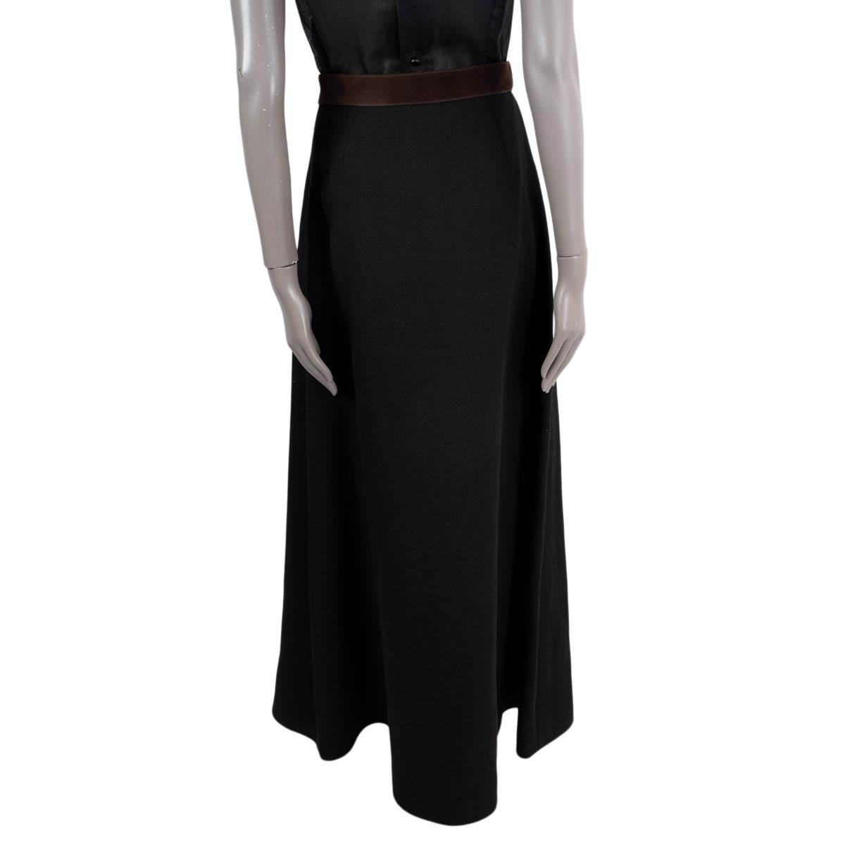 Black GUCCI black linen 2017 BELTED MAXI Skirt 40 S
