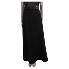 GUCCI black linen 2017 BELTED MAXI Skirt 40 S