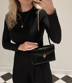 Gucci Black Lizard Leather Vintage Shoulder Bag