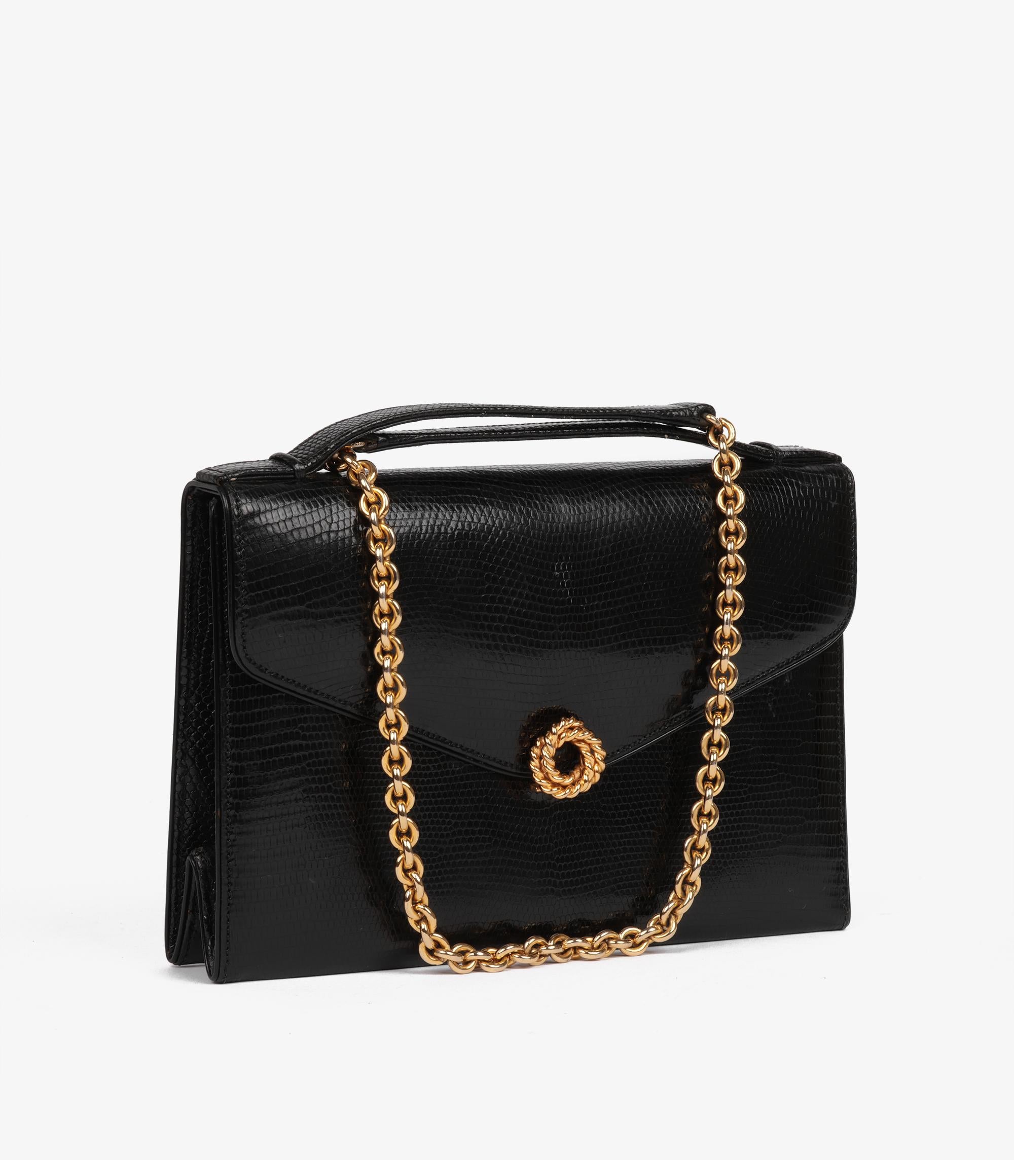 Bolso vintage Gucci de piel de lagarto negra Negro en venta