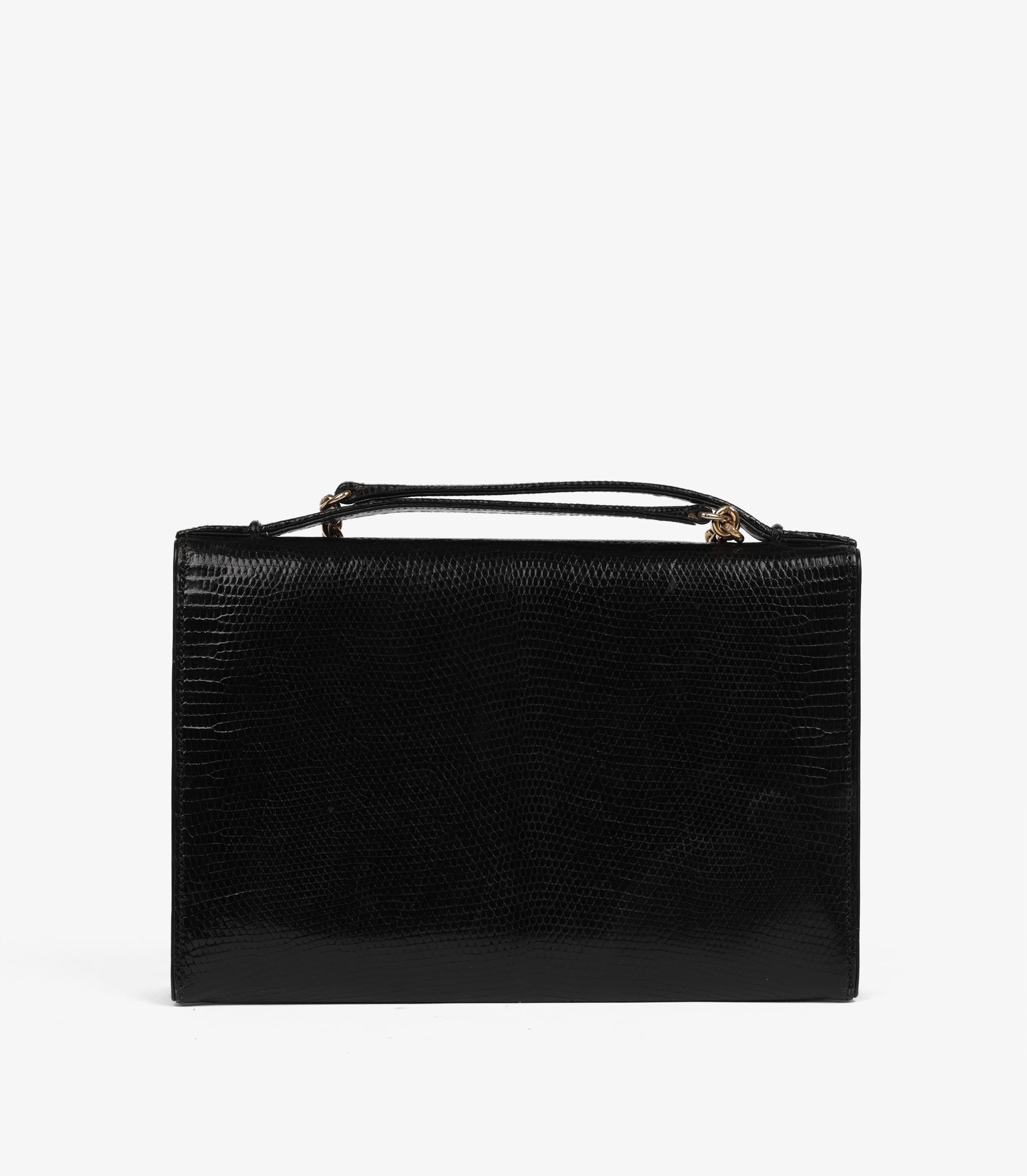 Femenino o masculino Bolso vintage Gucci de piel de lagarto negra en venta