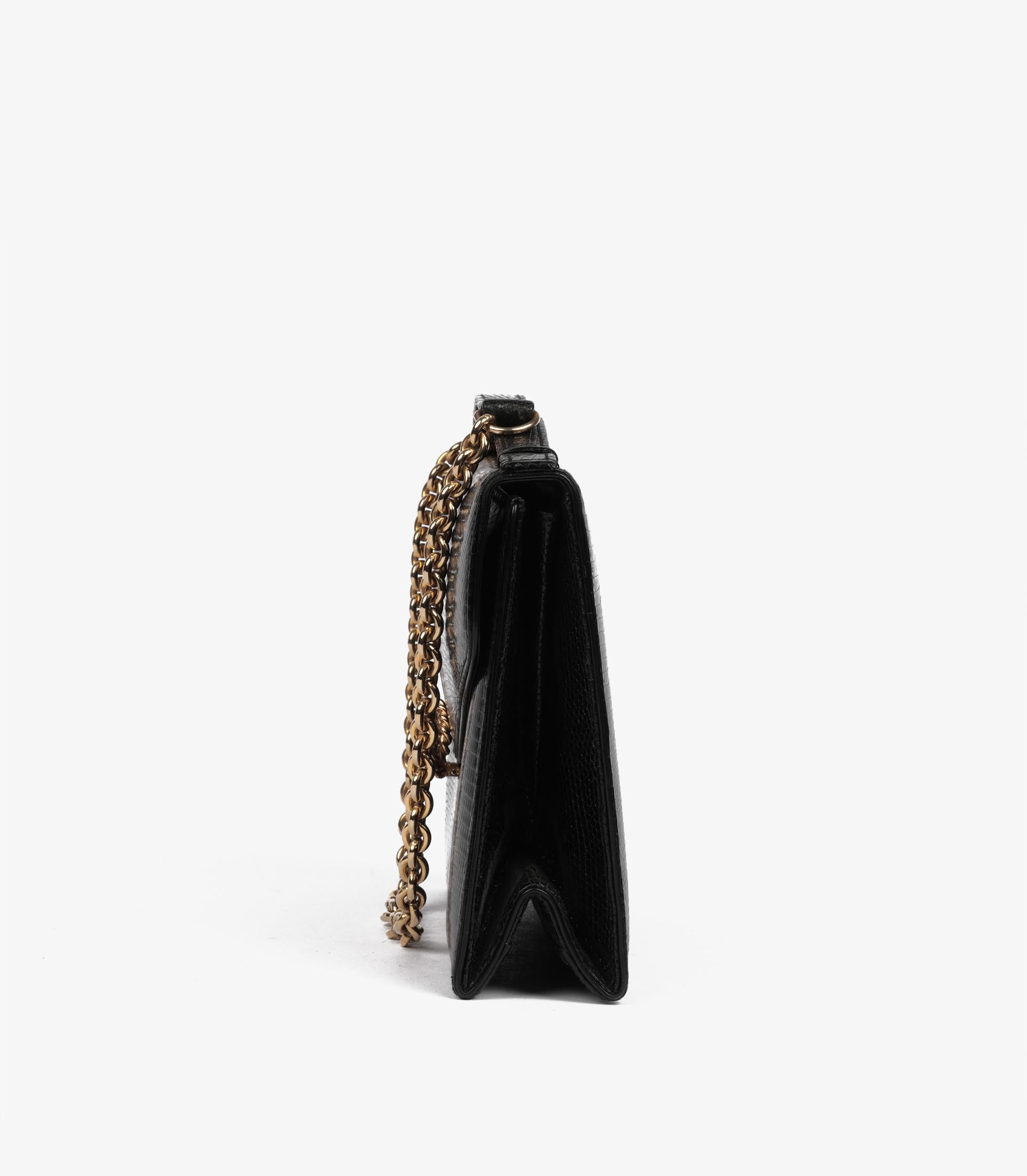Bolso vintage Gucci de piel de lagarto negra en venta 1