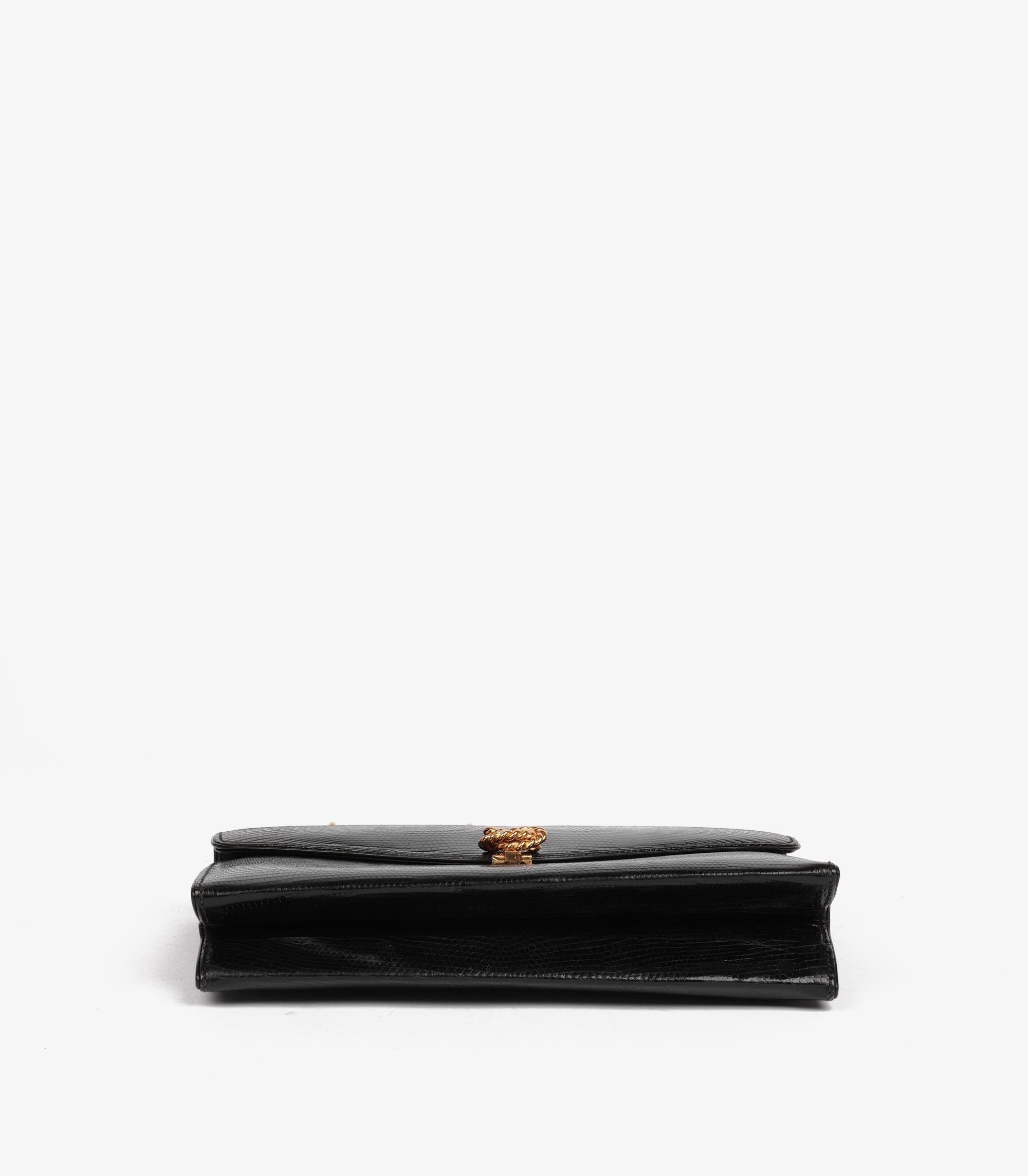 Bolso vintage Gucci de piel de lagarto negra en venta 3