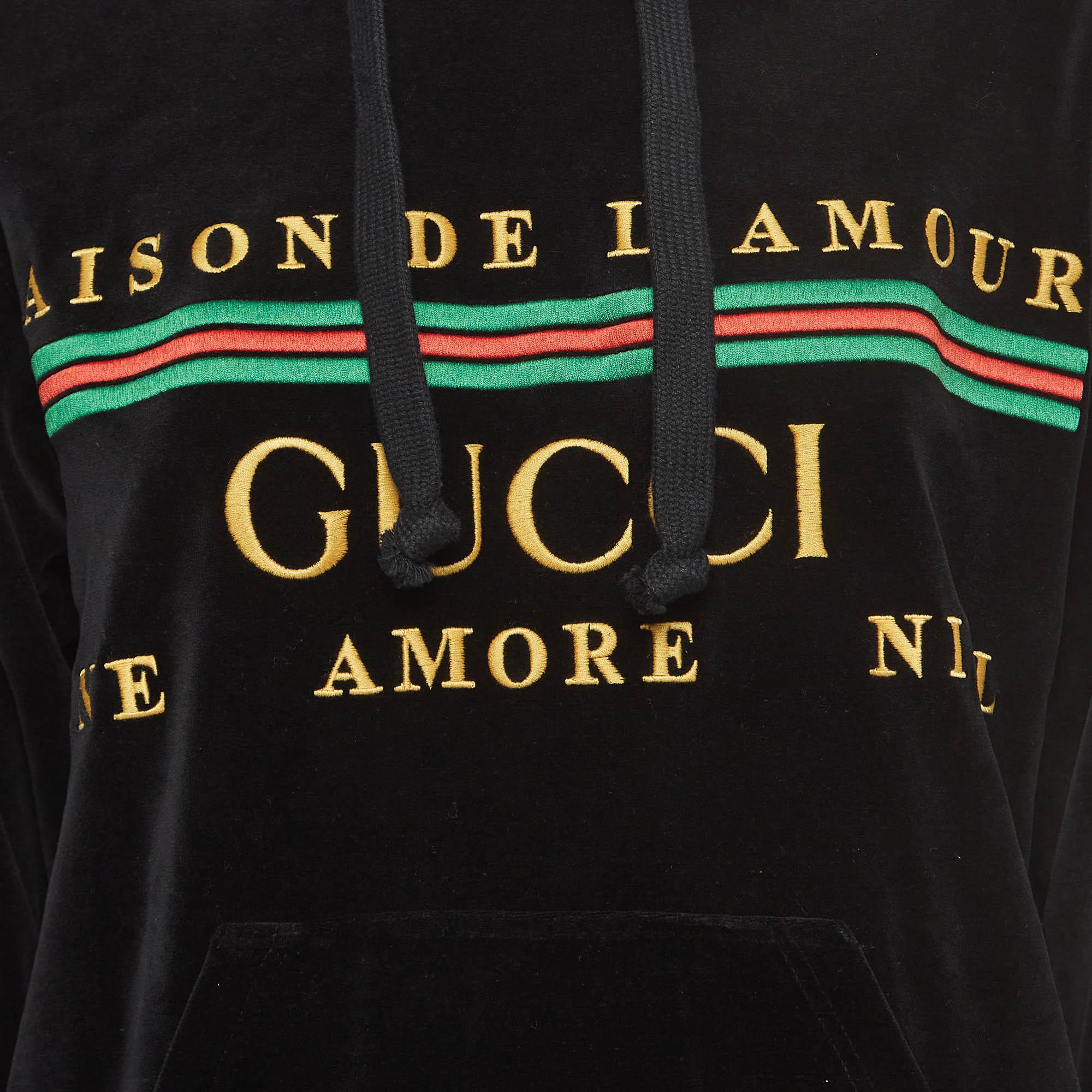 Gucci velvet hoodie hotsell