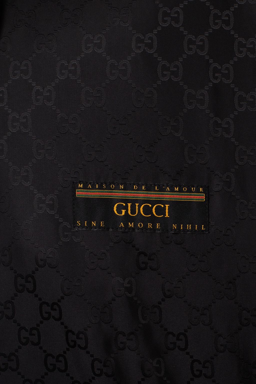 Women's or Men's Gucci Black Logo Jacket Size 52 For Sale