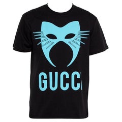 Gucci Black Logo Mask Print Cotton Oversized T-Shirt XS