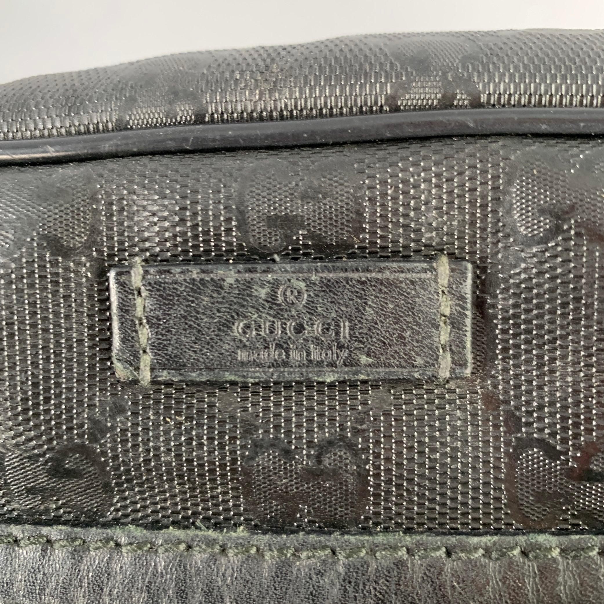 GUCCI Black Logo Monogram Nylon Crossbody Bag For Sale 5