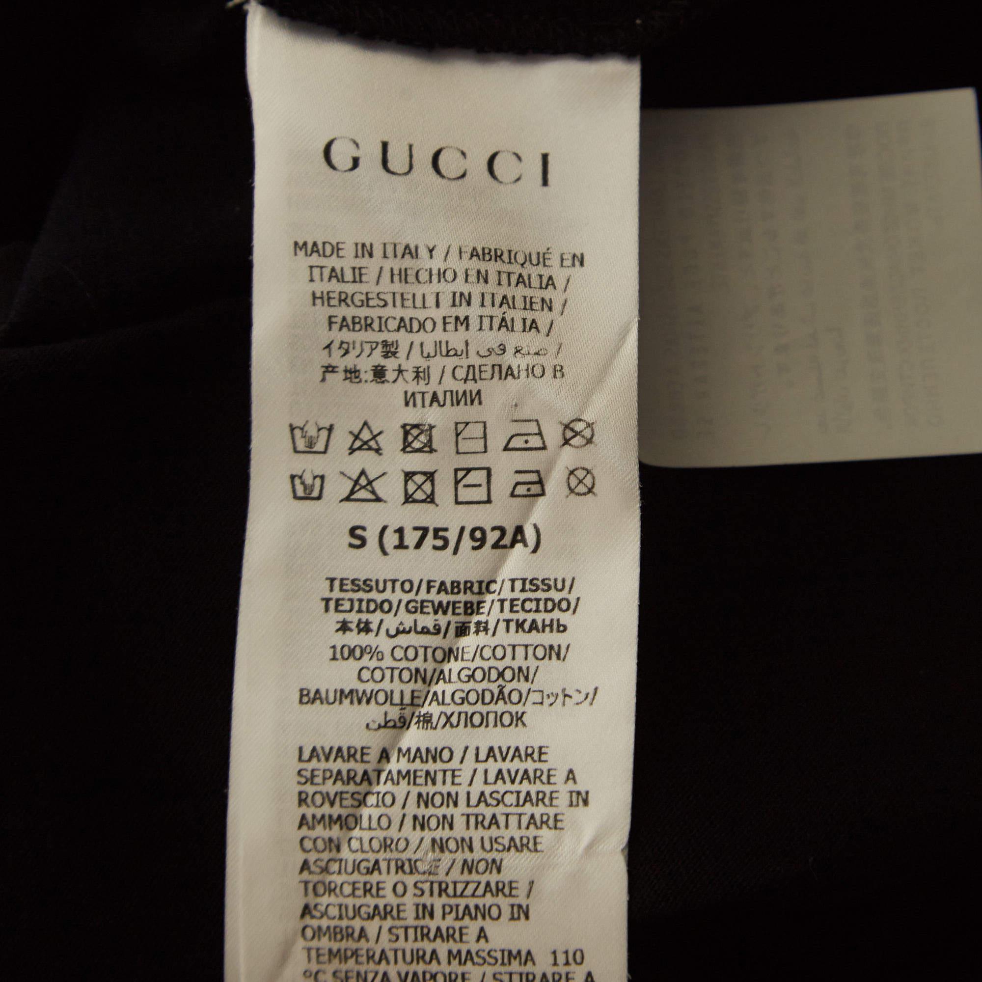 Gucci Black Logo Print cotton Half Sleeve Oversized T-Shirt S In Excellent Condition In Dubai, Al Qouz 2