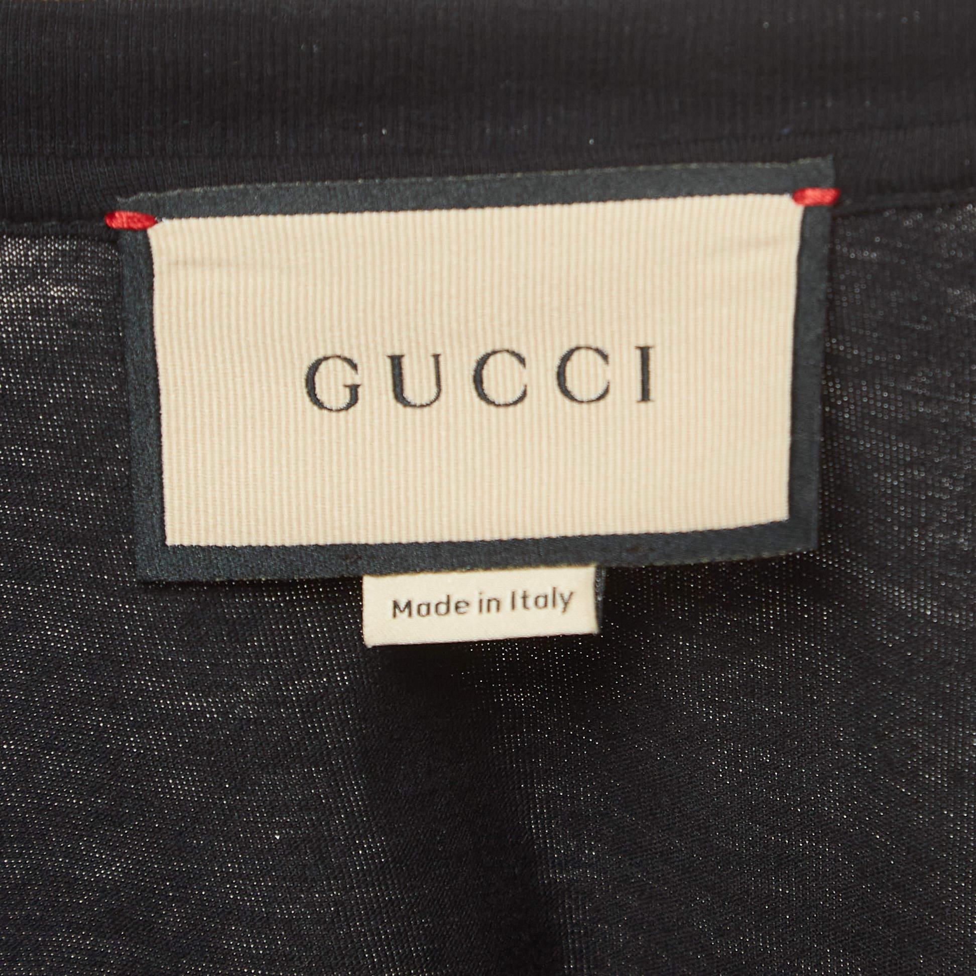 Women's Gucci Black Logo Print cotton Half Sleeve Oversized T-Shirt S