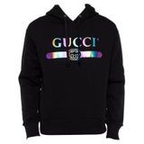 Gucci Black Logo Print Cotton Hooded Sweatshirt XS For Sale at 1stDibs