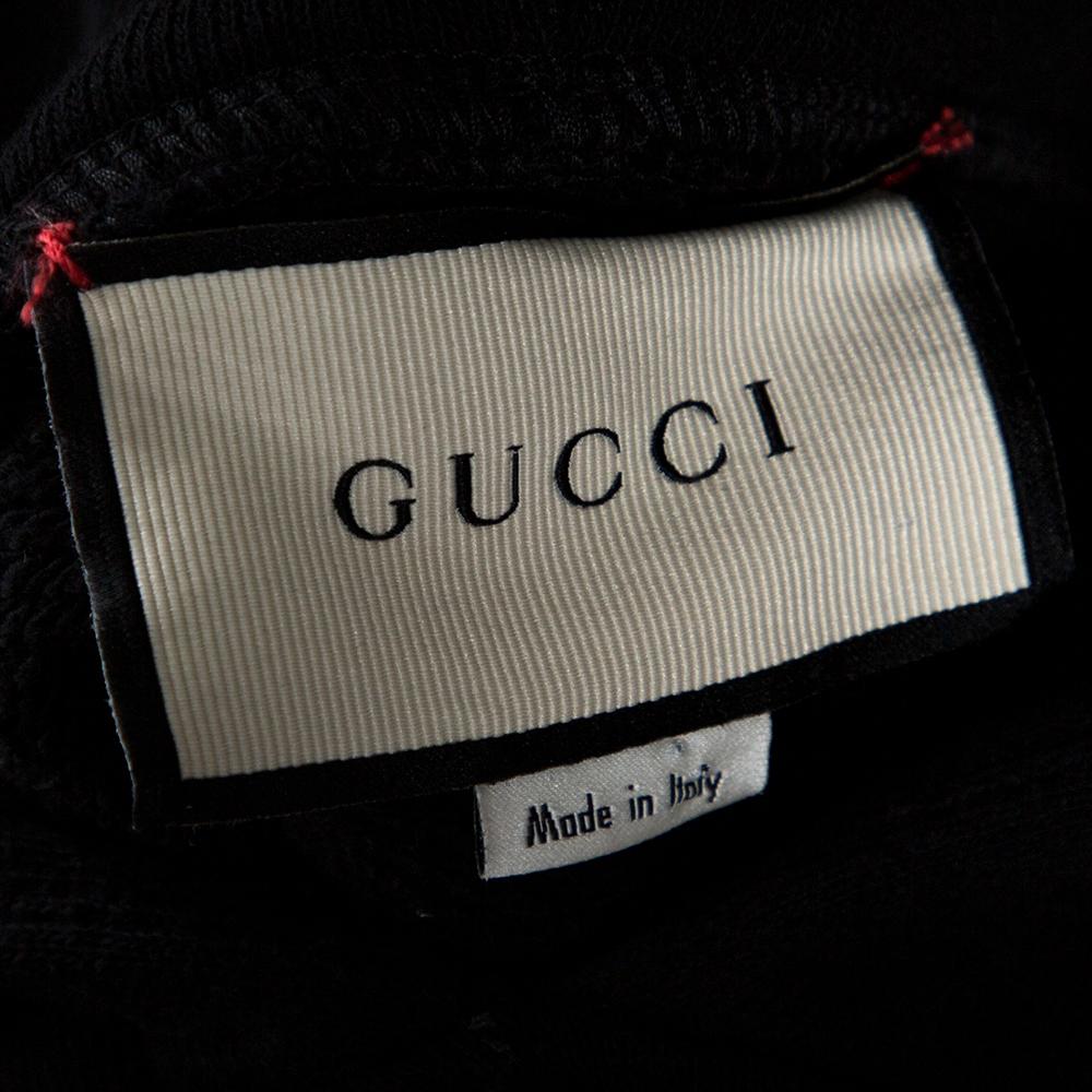 Gucci Black Logo Print Cotton Star Sequin Embellished Sweatshirt M at ...