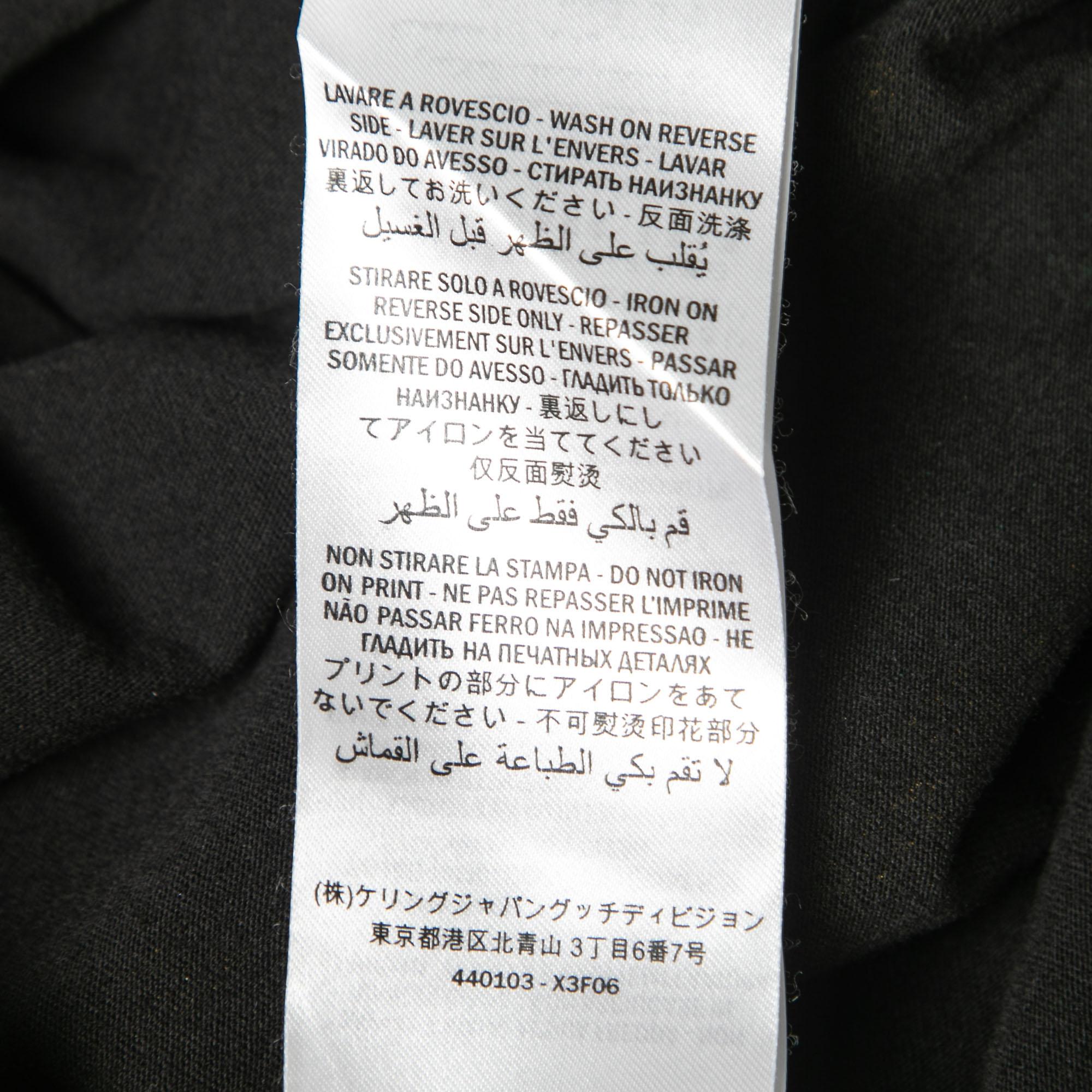 Gucci Black Logo Printed Cotton Crew Neck T-Shirt L In Good Condition In Dubai, Al Qouz 2