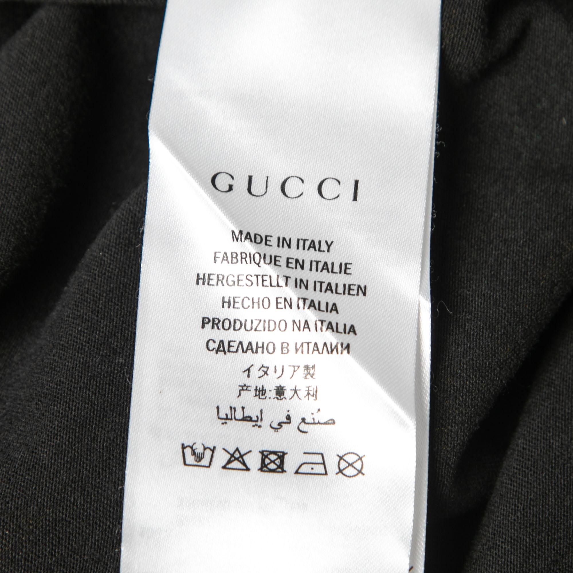 Men's Gucci Black Logo Printed Cotton Crew Neck T-Shirt L