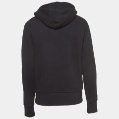 Gucci Black Logo Printed Cotton Knit Hooded Sweatshirt XS