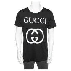 Gucci Black Logo Printed Cotton Short Sleeve T-Shirt S