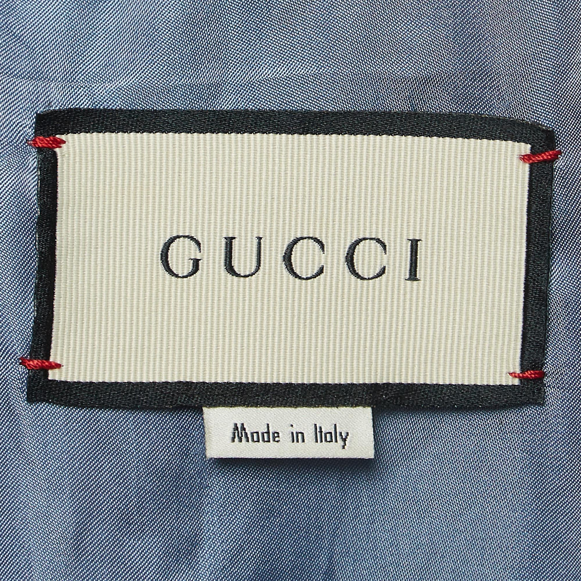 Men's Gucci Black Logo Printed Leather Rider Jacket M