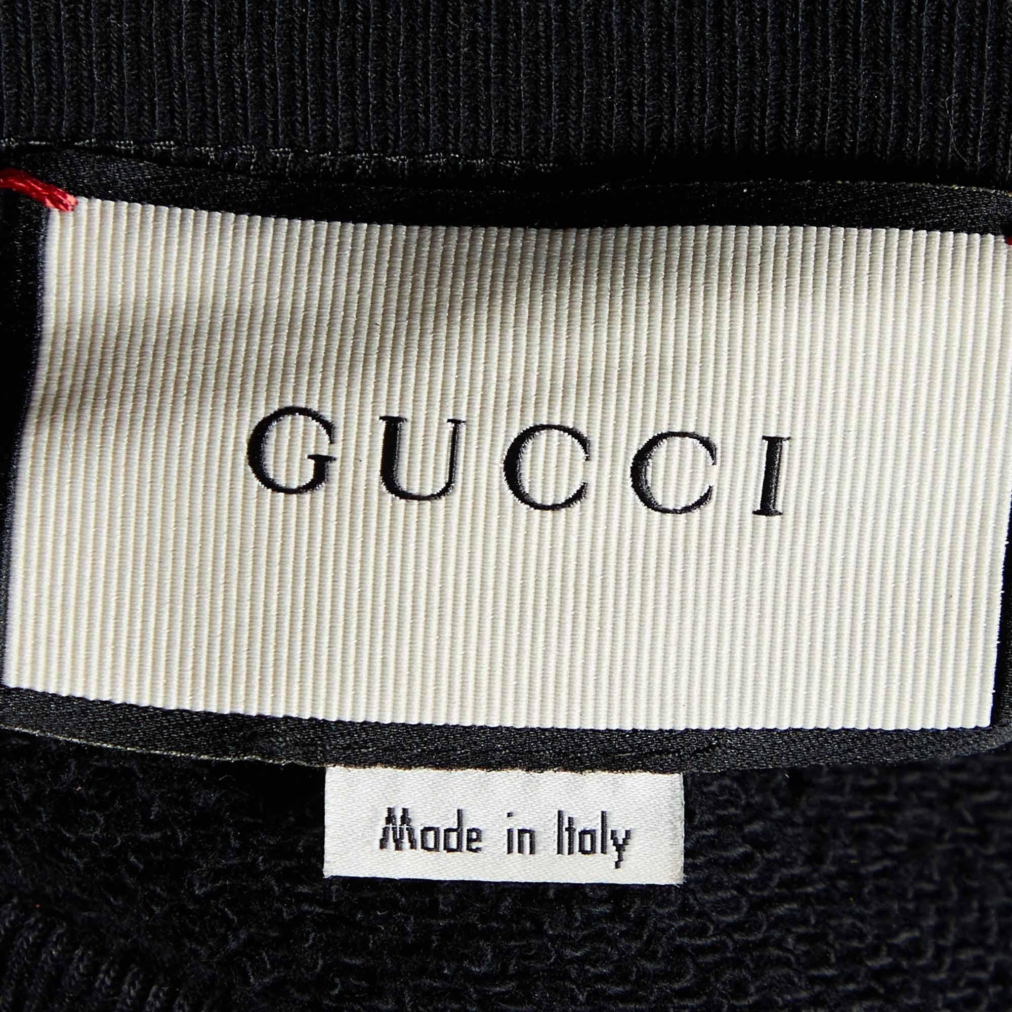 Women's Gucci Black Logo Sequined Butterfly Cotton Oversized Sweatshirt XS For Sale
