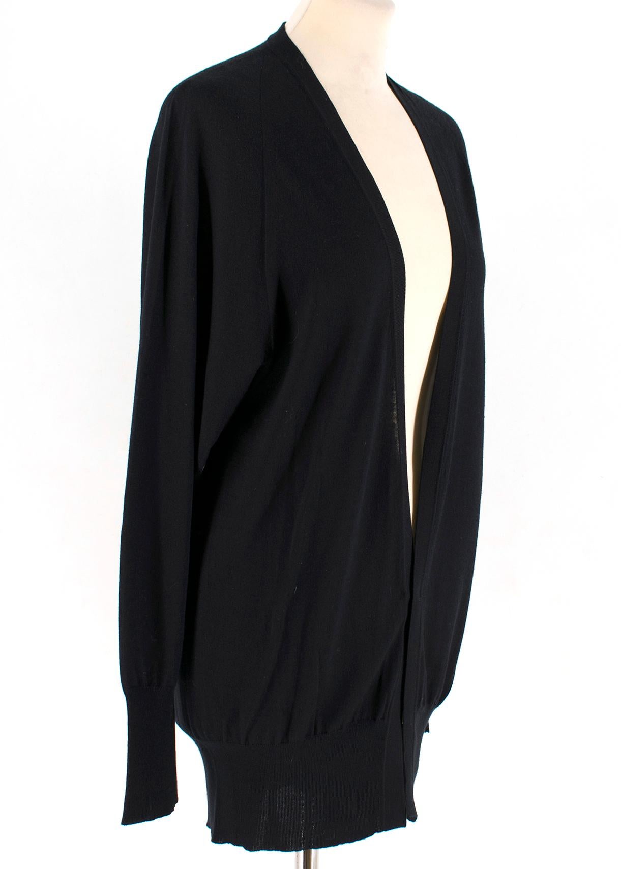 Gucci Black Longline Cashmere, Silk & Wool Blend Cardigan SIZE S 6