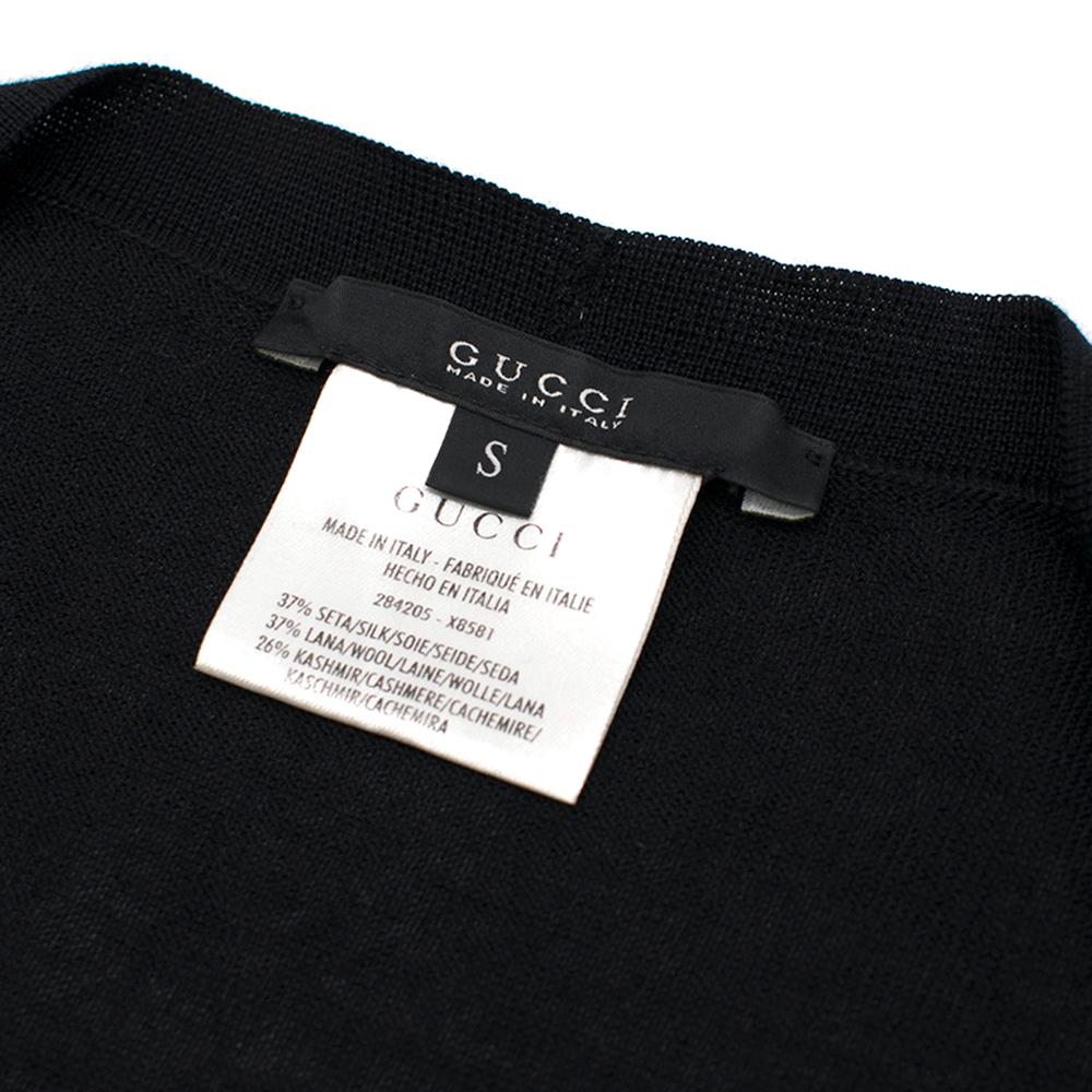 Gucci Black Longline Cashmere, Silk & Wool Blend Cardigan SIZE S 2