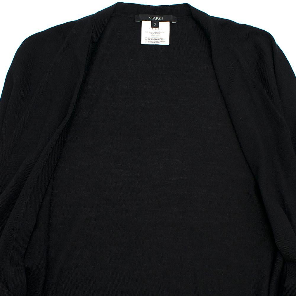 Gucci Black Longline Cashmere, Silk & Wool Blend Cardigan SIZE S 3