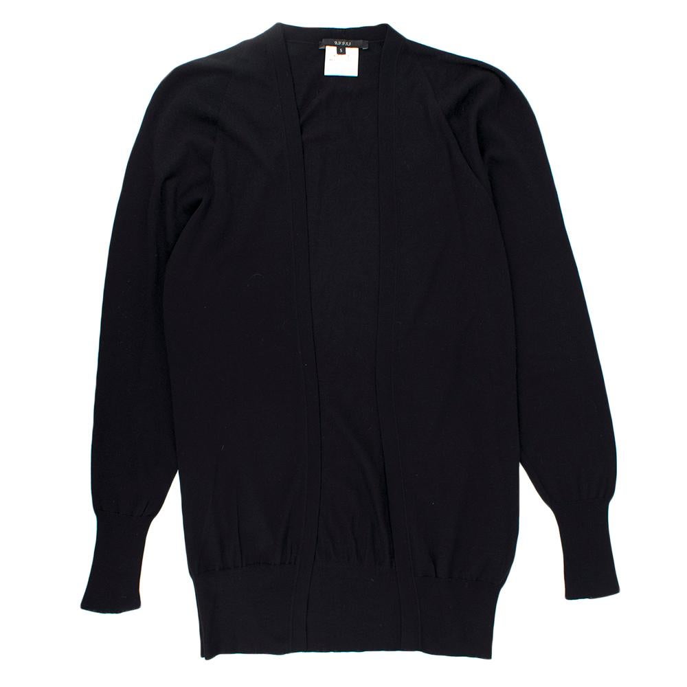 Gucci Black Longline Cashmere, Silk & Wool Blend Cardigan SIZE S 4