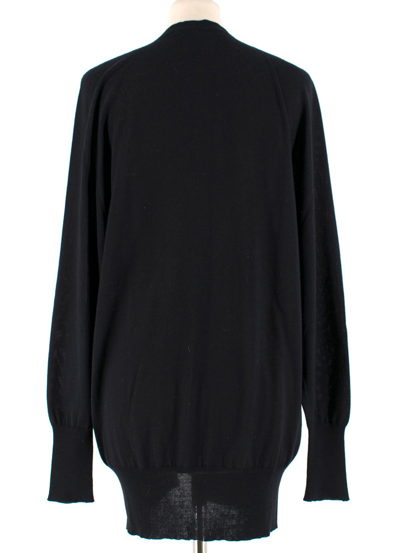 Gucci Black Longline Cashmere, Silk & Wool Blend Cardigan SIZE S 5