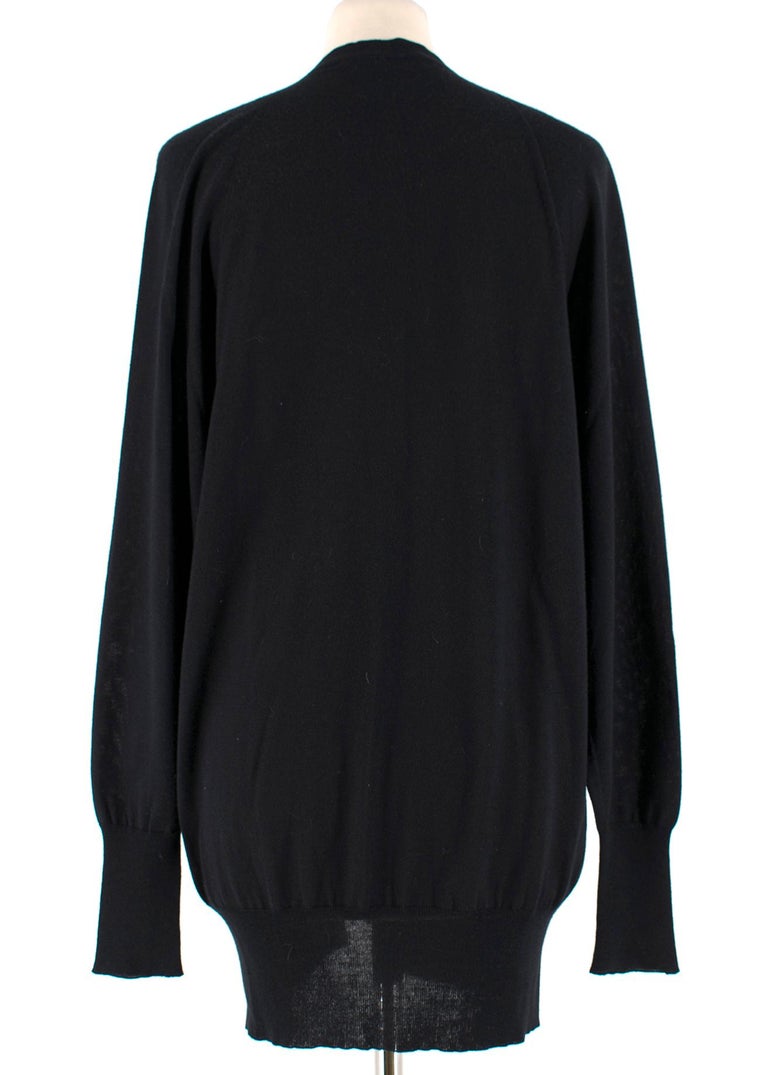 Gucci Black Longline Cashmere, Silk and Wool Blend Cardigan SIZE S at 1stDibs
