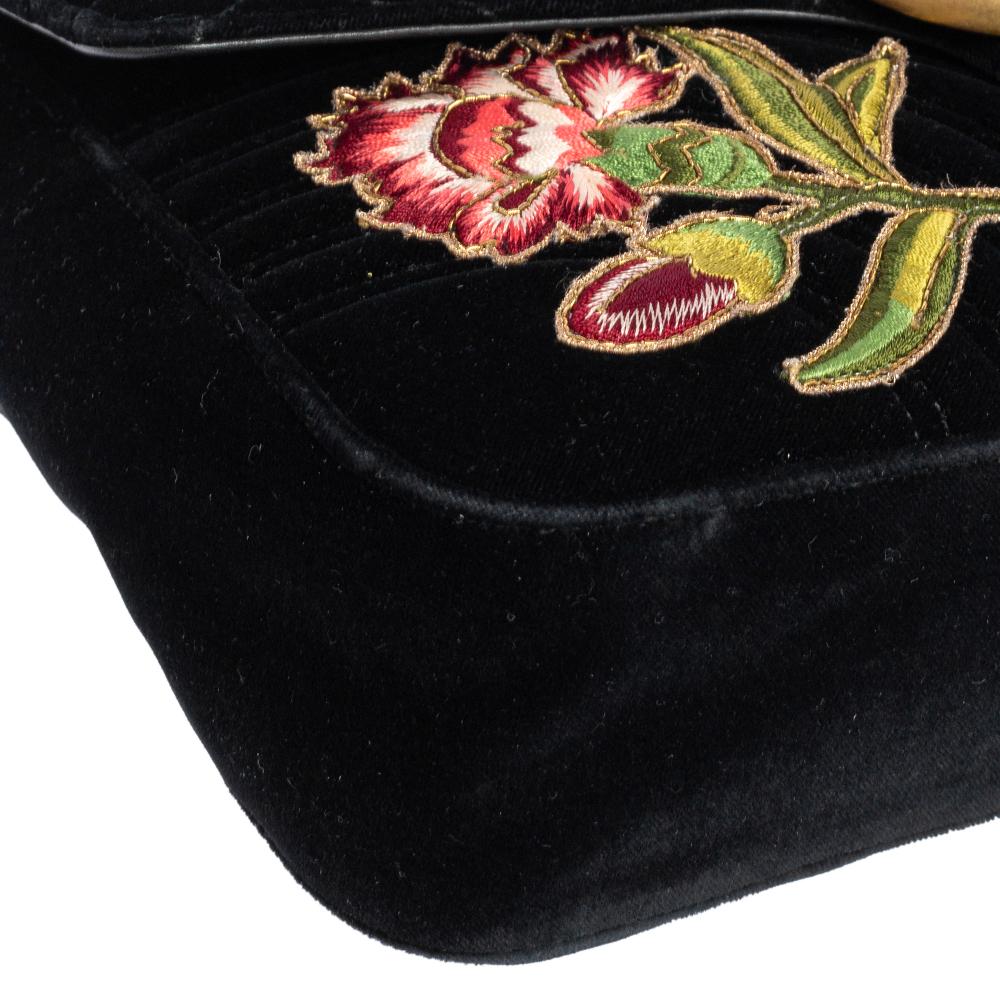 Gucci Black Love Embroidered Matelassé Velvet Medium GG Marmont Shoulder Bag 1