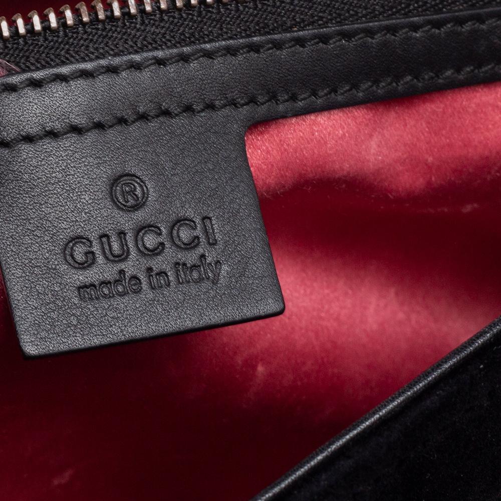 Gucci Black Love Embroidered Matelassé Velvet Medium GG Marmont Shoulder Bag 1