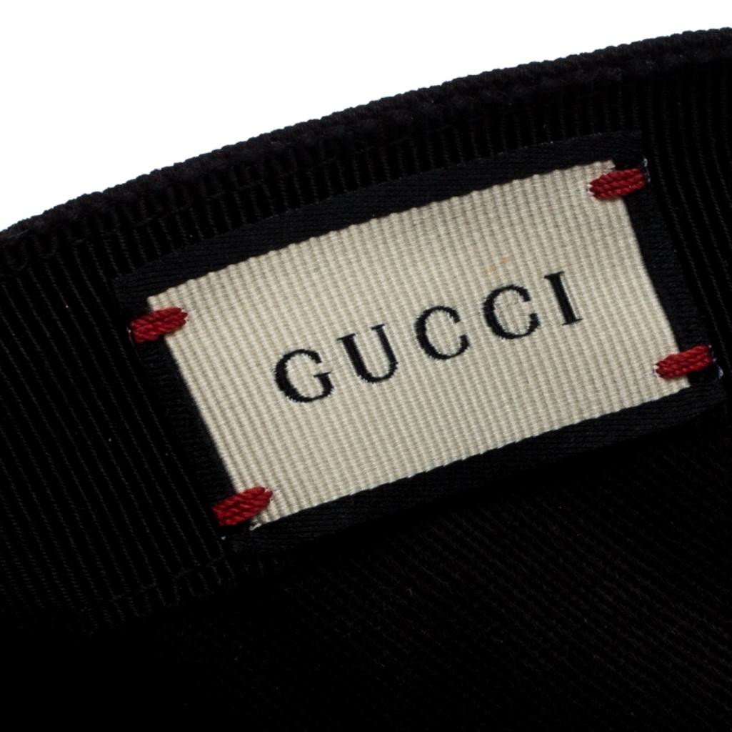 Gucci Black Loved Embroidered Canvas Baseball Cap M In Excellent Condition In Dubai, Al Qouz 2