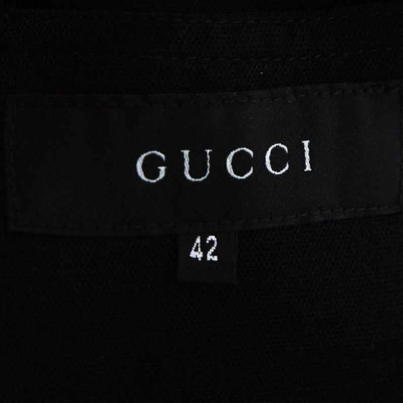 gucci black knitted trim leather jacket