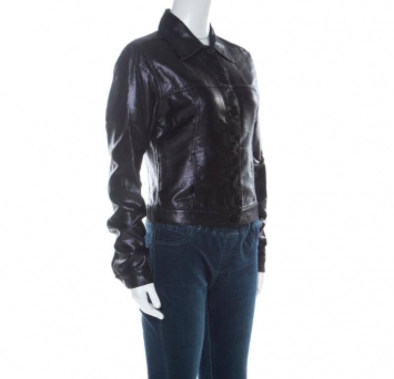 Gucci Black Lurex Knit Shiny Look Jacket M in vendita 1