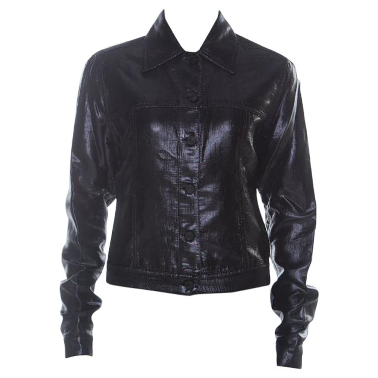 Gucci Black Lurex Knit Shiny Look Jacket M For Sale