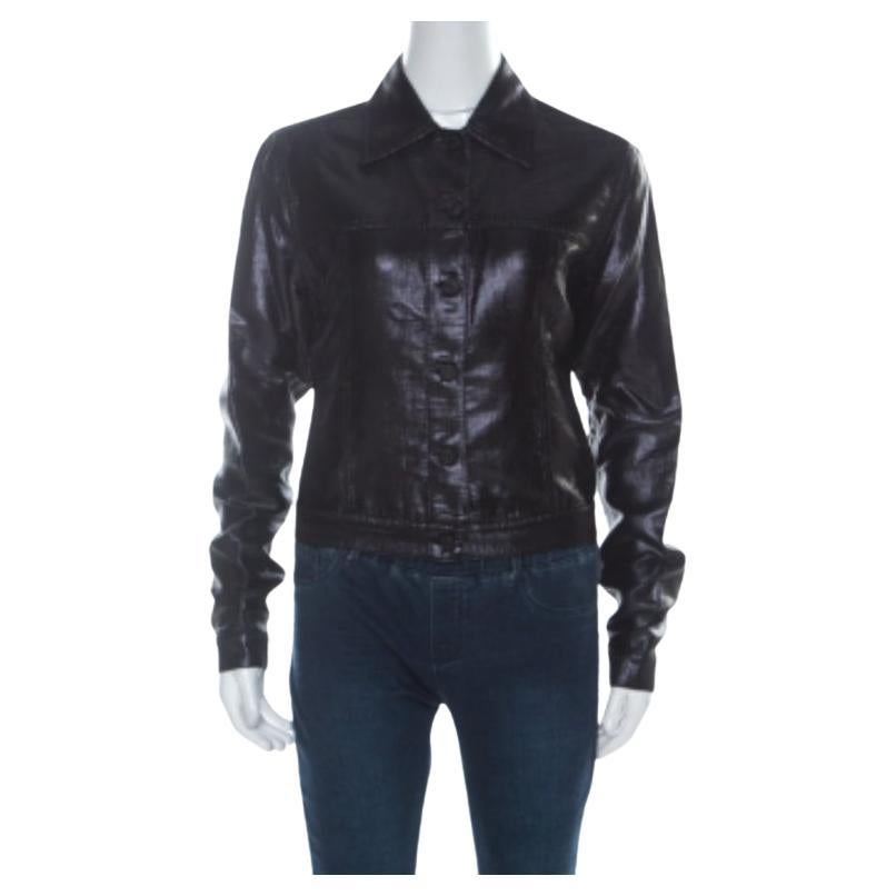 Gucci Black Lurex Knit Shiny Look Jacket M in vendita