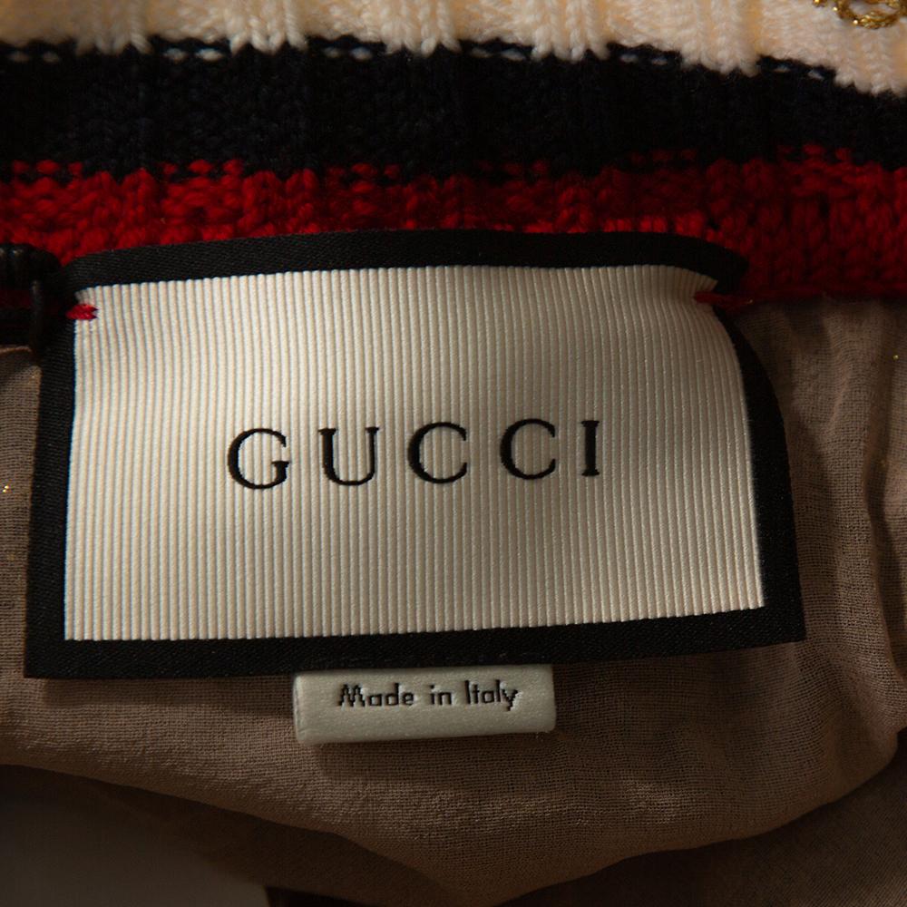 Women's Gucci Black Lurex Open Knit Web Detail A-Line Skirt XS