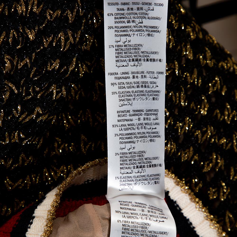 Gucci Black Lurex Open Knit Web Detail A-Line Skirt XS 2