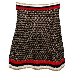 Gucci Black Lurex Open Knit Web Detail A-Line Skirt XS