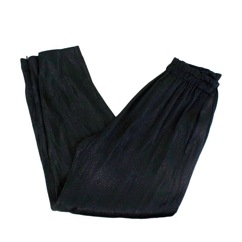 Gucci Black Lurex Twill Tapered Trousers - US 00 For Sale