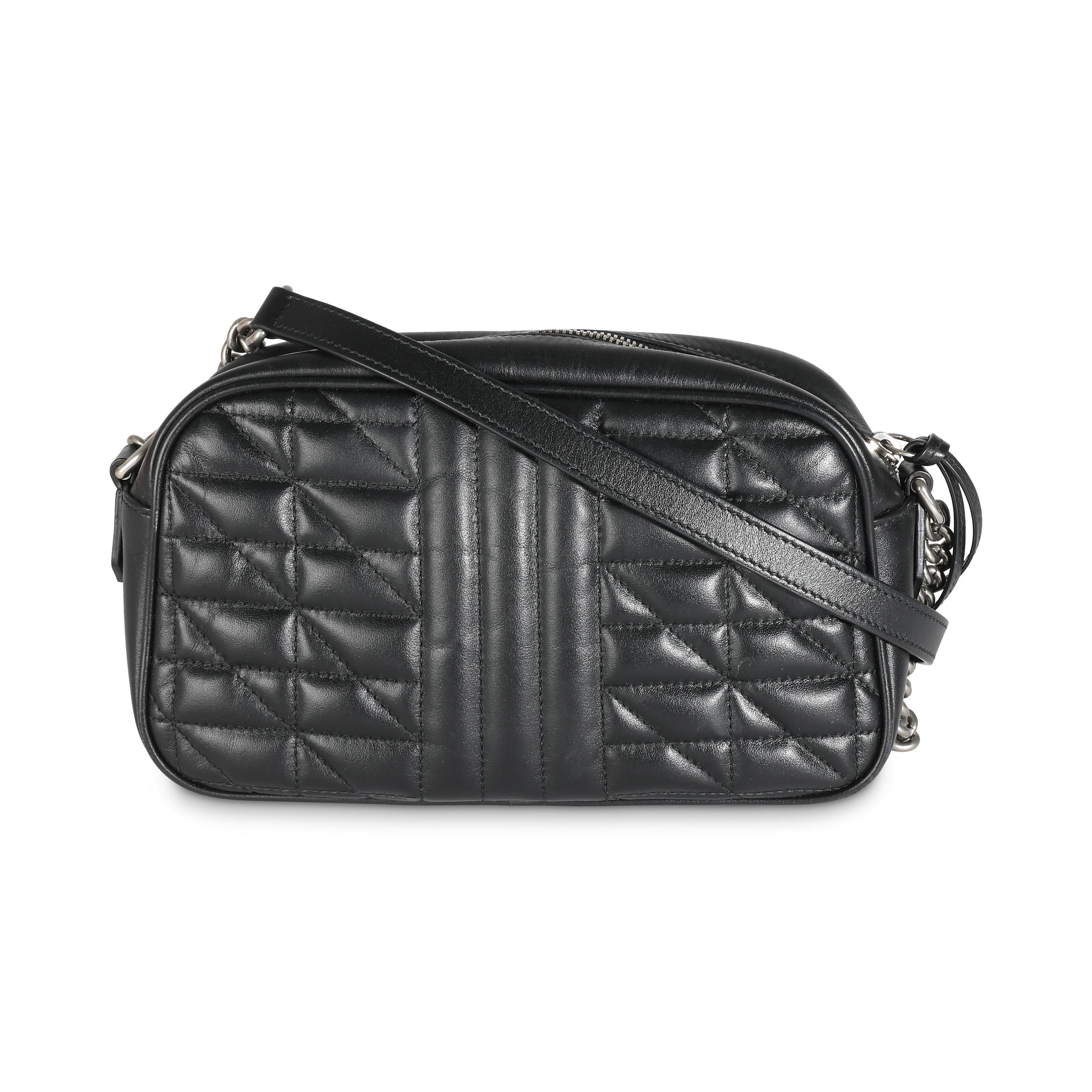 Listing Title: Gucci Black Matelasse Calfskin Aria Small GG Marmont Shoulder Bag
SKU: 141233
Condition: Pre-owned 
Condition Description: The Marmont edit from Gucci is an extension of the House's signature GG belt from the '70s. With a matelassé