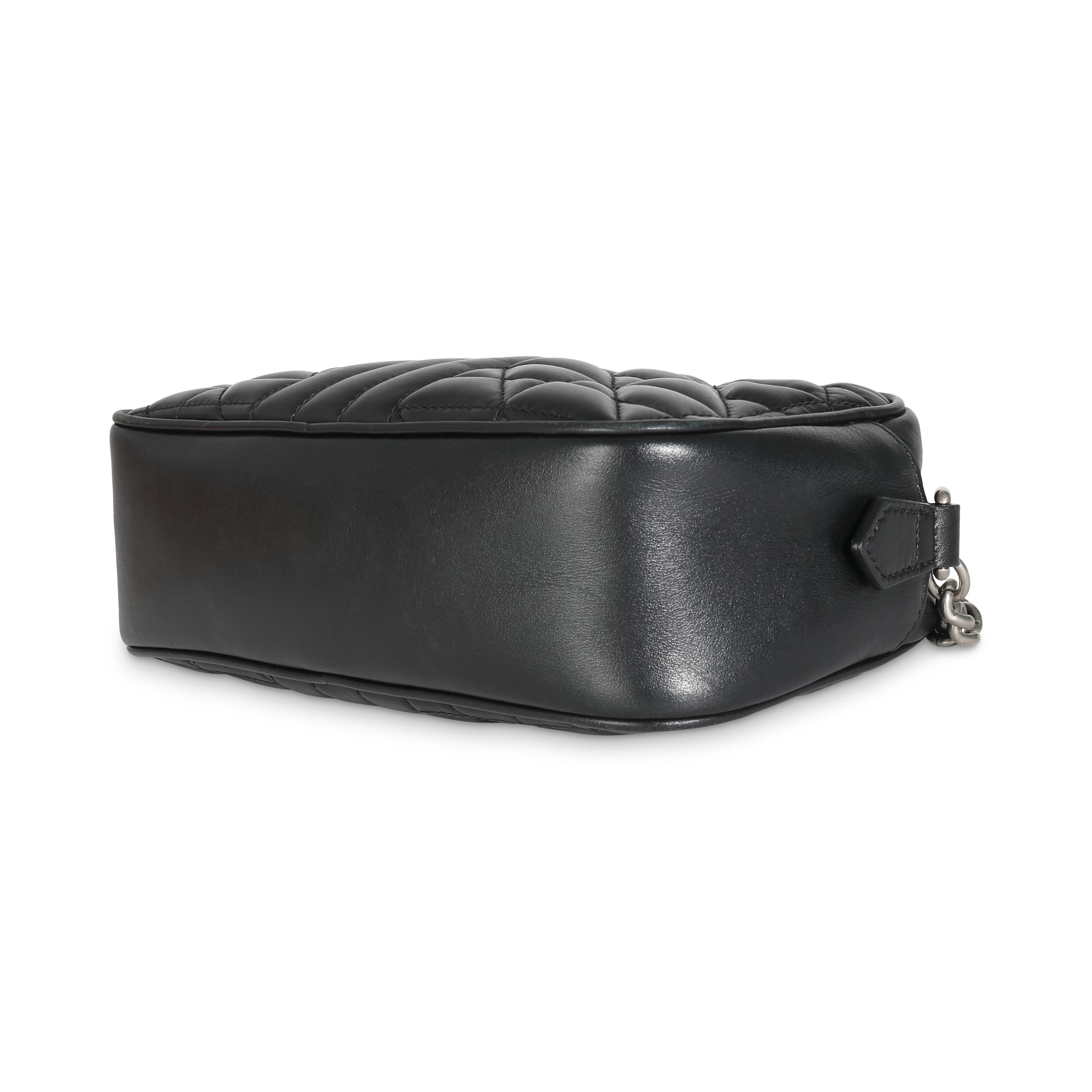 Gucci Black Matelasse Calfskin Aria Small GG Marmont Shoulder Bag 1