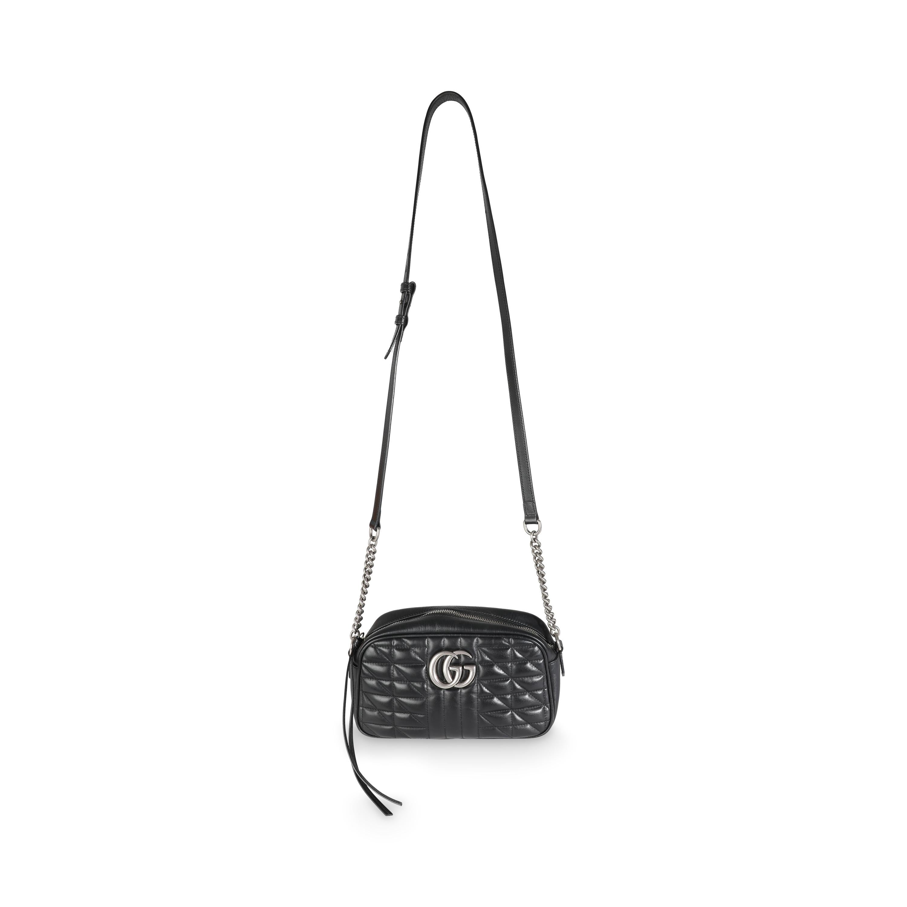 Gucci Black Matelasse Calfskin Aria Small GG Marmont Shoulder Bag 2