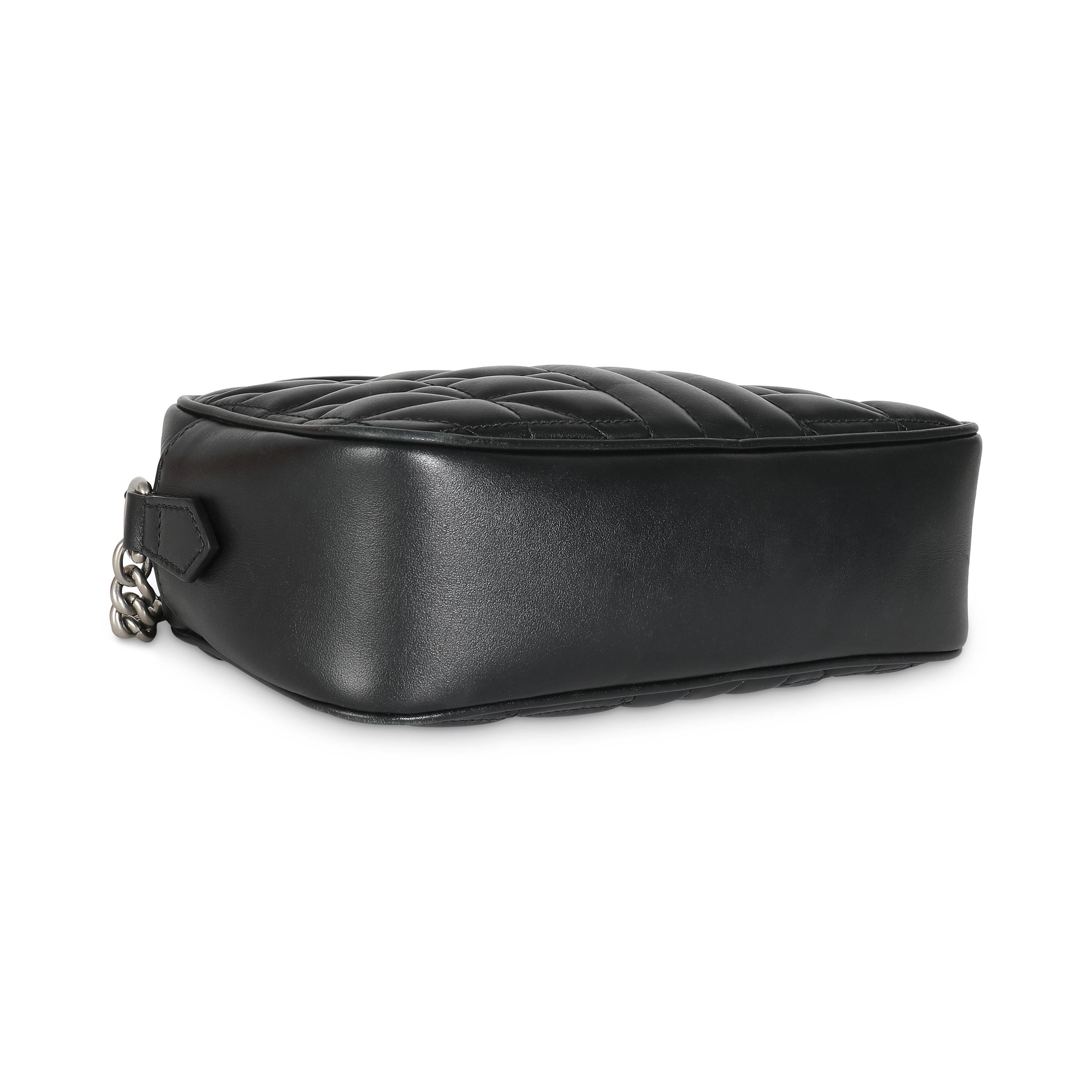 Gucci Black Matelasse Calfskin Aria Small GG Marmont Shoulder Bag 3