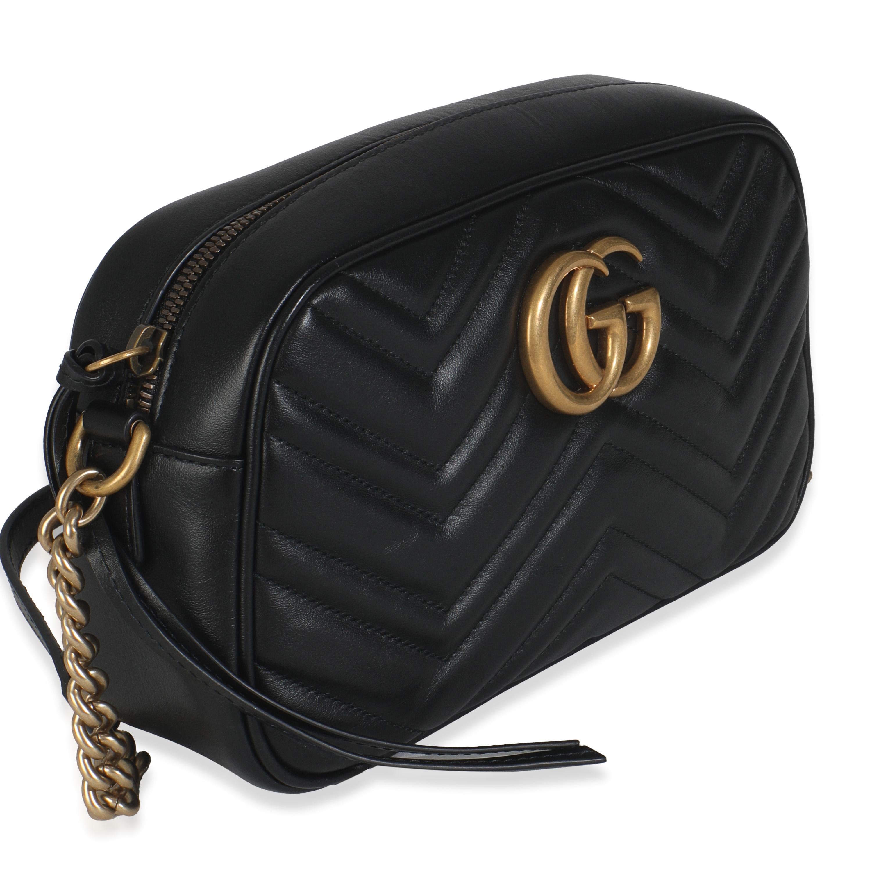Gucci Black Matelasse Calfskin GG Marmont Camera Bag In Excellent Condition For Sale In New York, NY