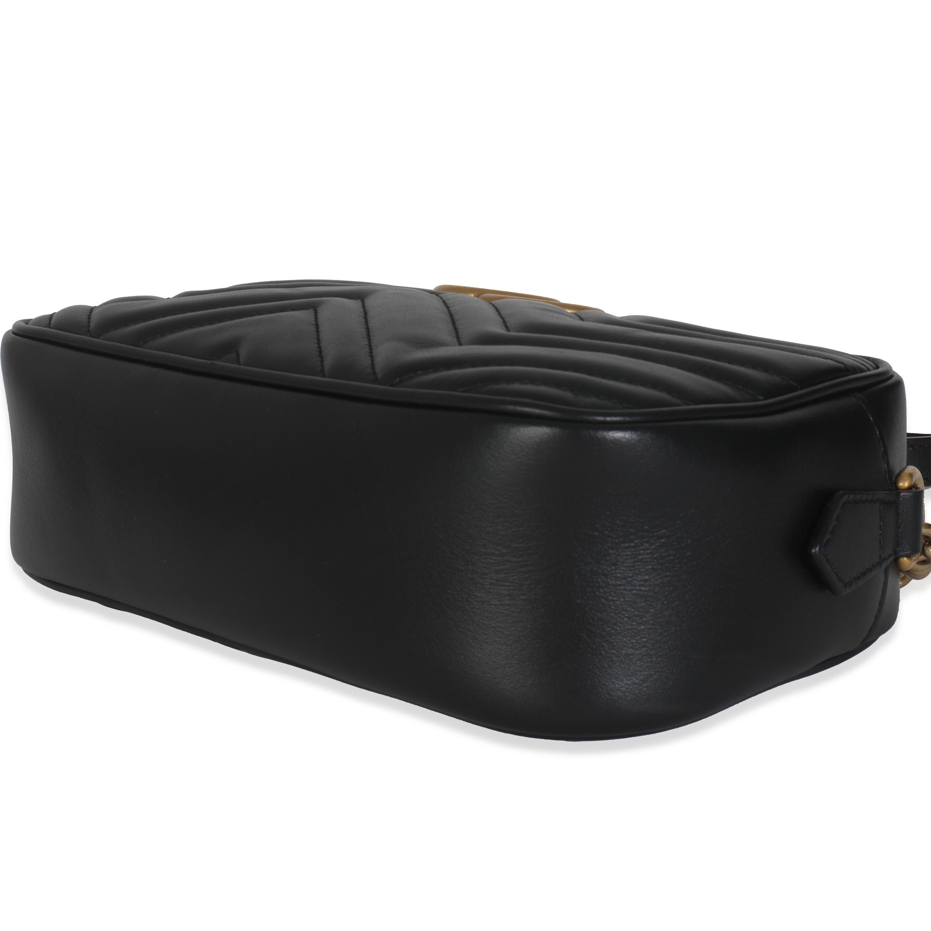 Gucci Black Matelasse Calfskin GG Marmont Camera Bag For Sale 1