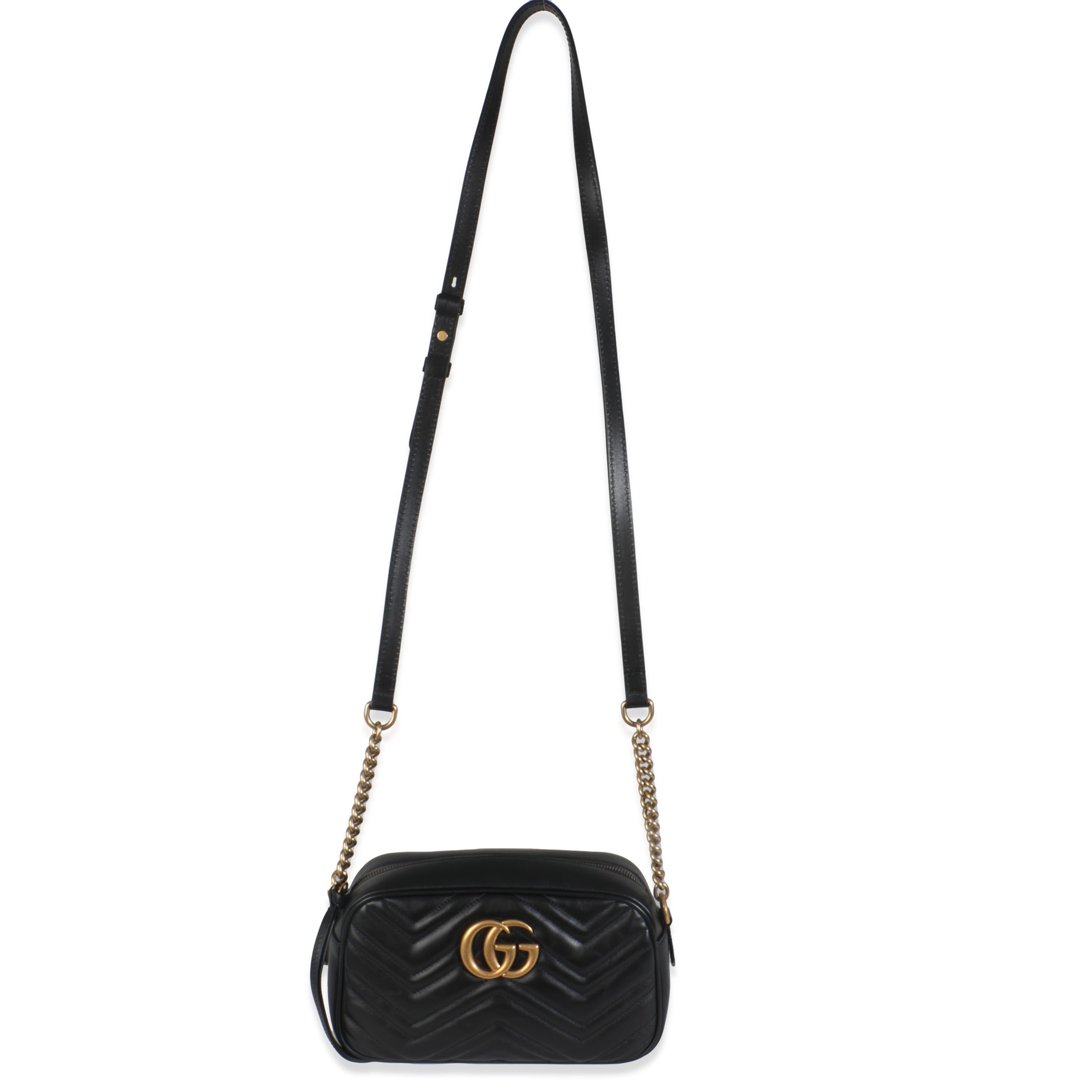 Gucci Black Matelasse Calfskin GG Marmont Camera Bag For Sale 2