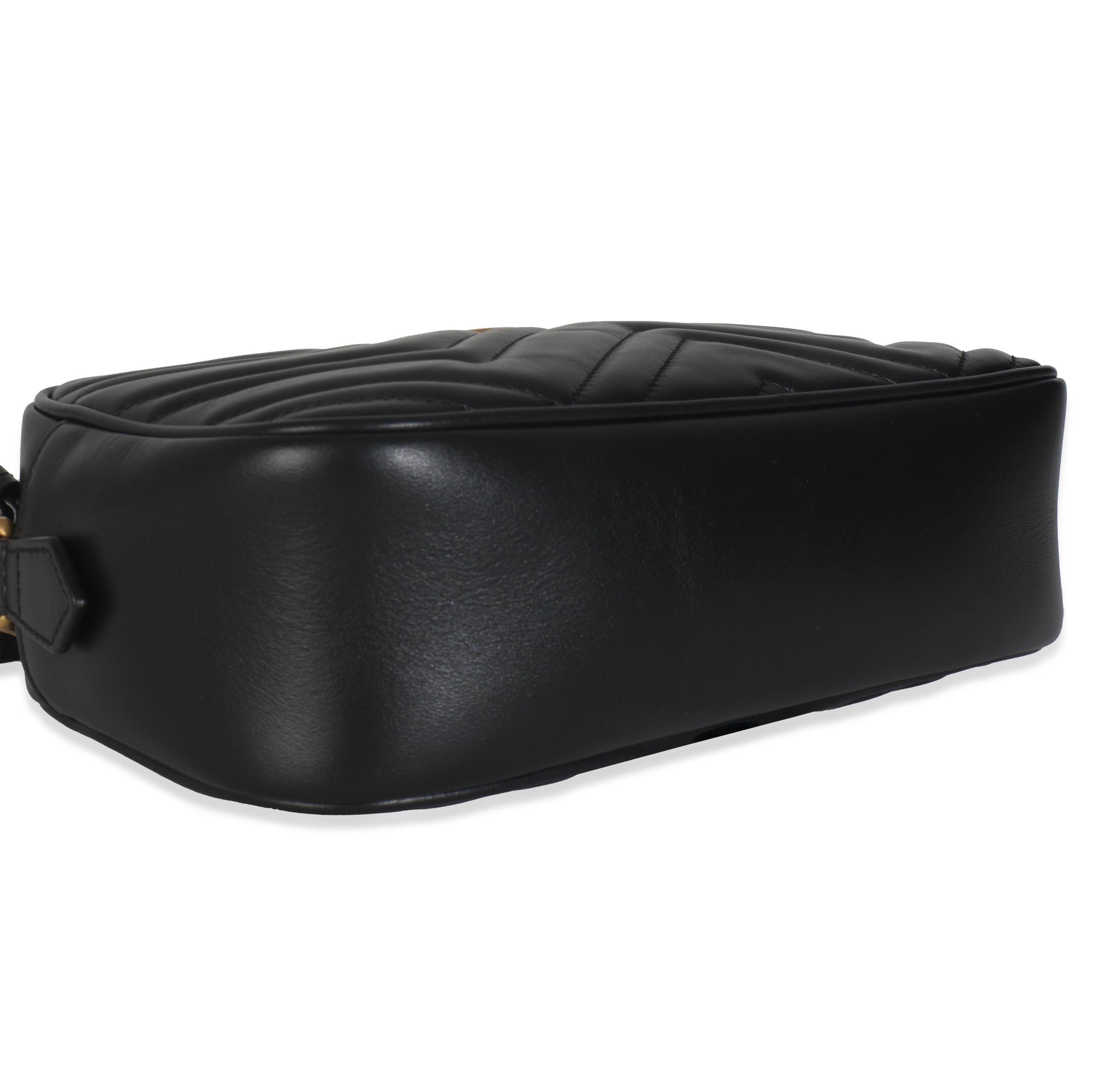 Gucci Black Matelasse Calfskin GG Marmont Camera Bag For Sale 3