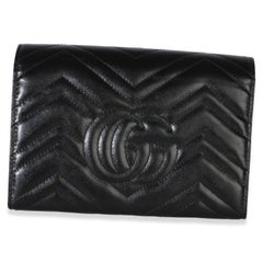 Gucci Black Matelasse Calfskin GG Marmont Chain Wallet