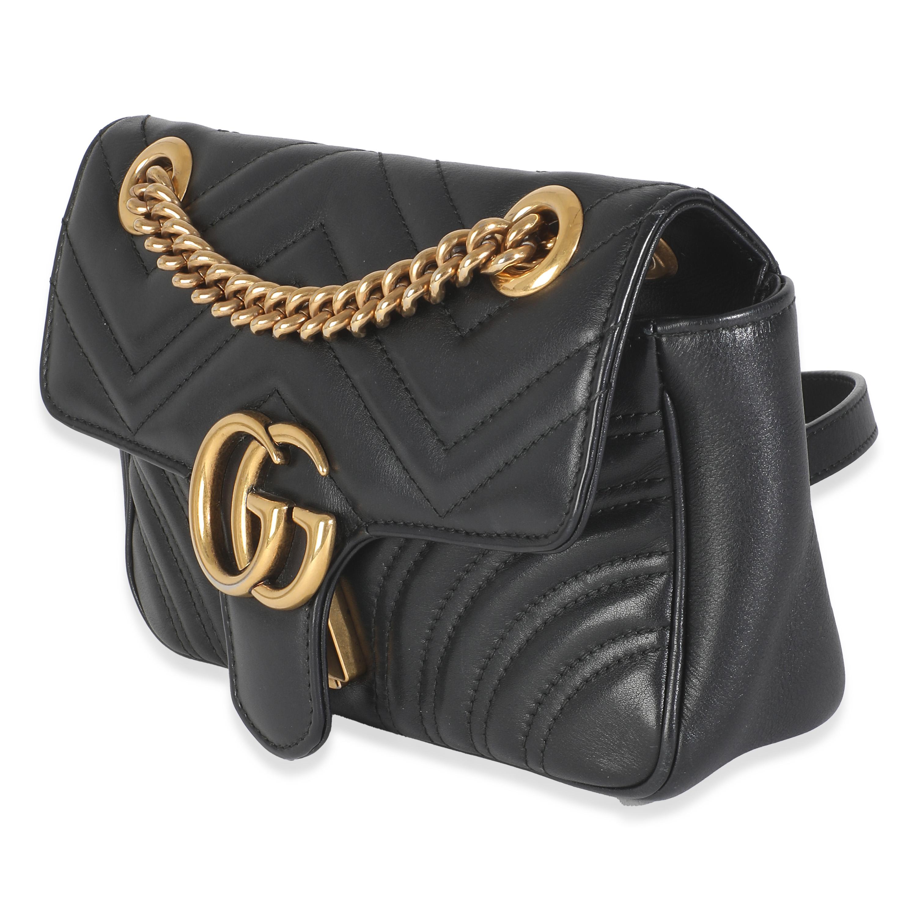 Gucci Schwarz Matelasse Kleine GG Marmont Umhängetasche aus Kalbsleder in Schwarz für Damen oder Herren im Angebot